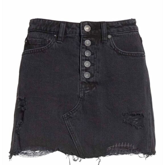 Free People | Ripped Denim Mini Skirt - Picture 1 of 10